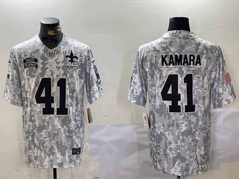 Men%27s New Orleans Saints #41 Alvin Kamara Arctic Camo 2024 FUSE Salute to Service Limited Stitched Jersey Dzhi